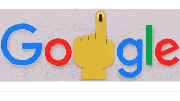 The inked finger is visible on Google celebrating voting day on April 19 as the first phase of the Lok Sabha elections kicks off.