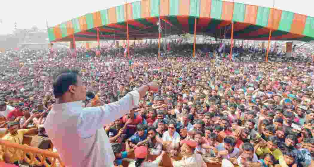 Assam Chief Minister Himanta Biswa Sarma during a public meeting for Lok Sabha elections, in Ramgarh district of Jharkhand on Wednesday, May 15, 2024.