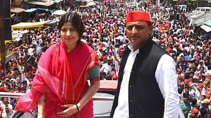 SP chief Akhilesh Yadav, Dimple Yadav lead in  UP