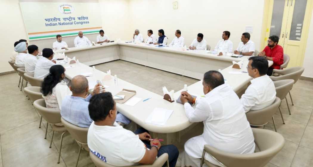 Congress President Mallikarjun Kharge with senior leader Rahul Gandhi and other party leaders meet in Jammu and Kashmir, to discuss key election plans.