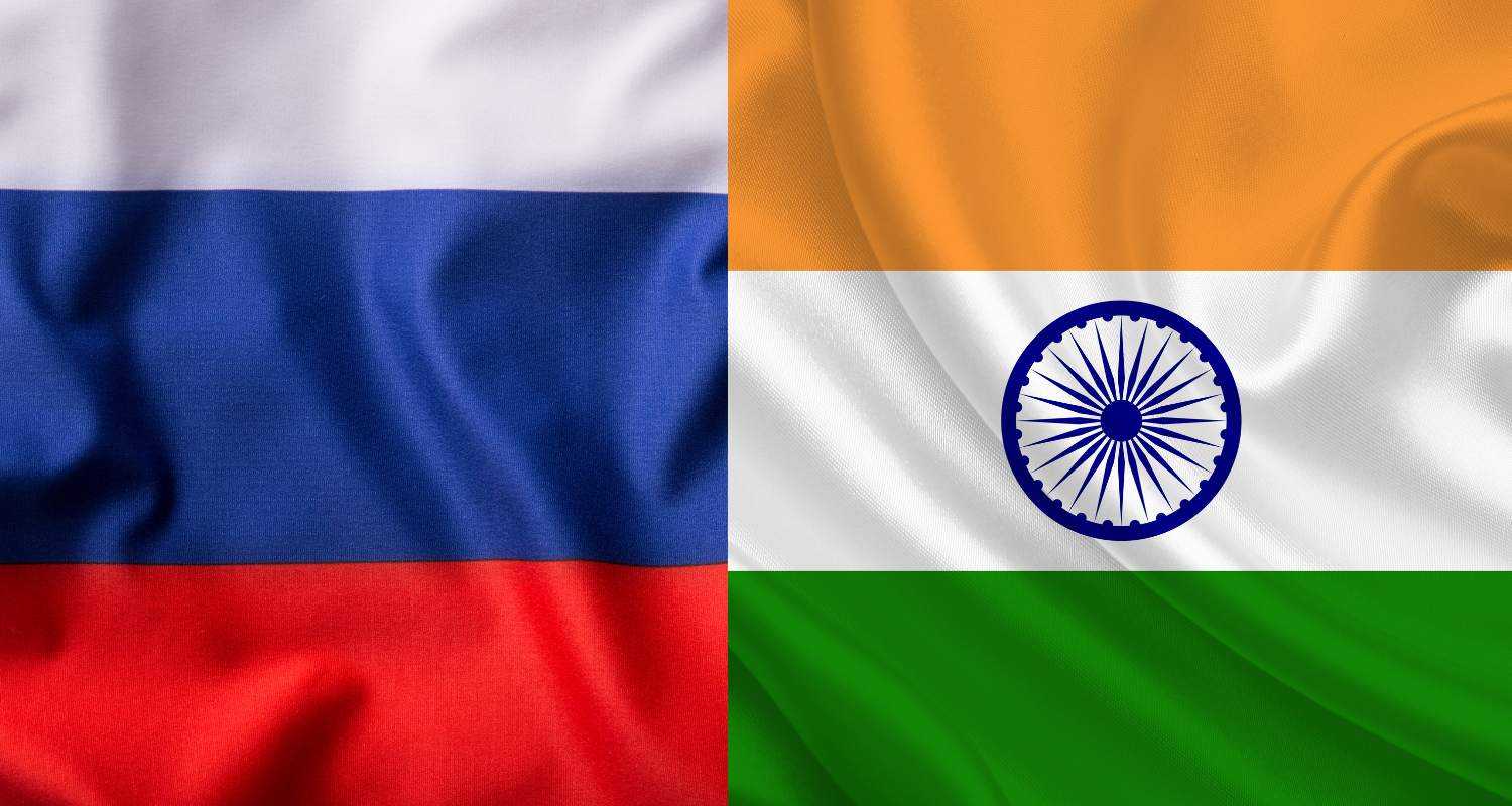 Flag of Russia and India. 