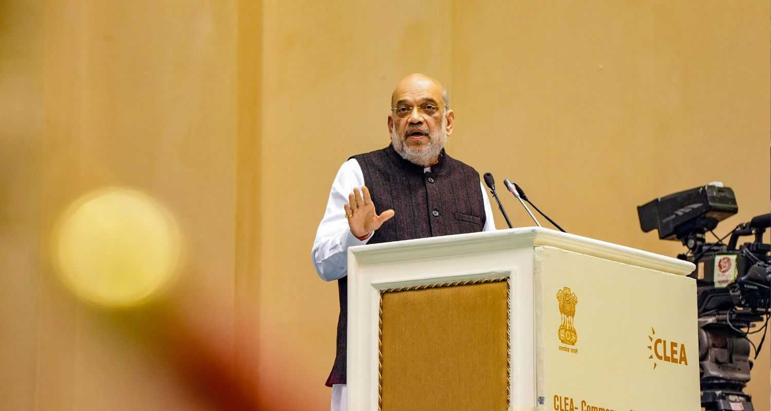 Home Minister Amit Shah spoke at the CLEA conference on a dias