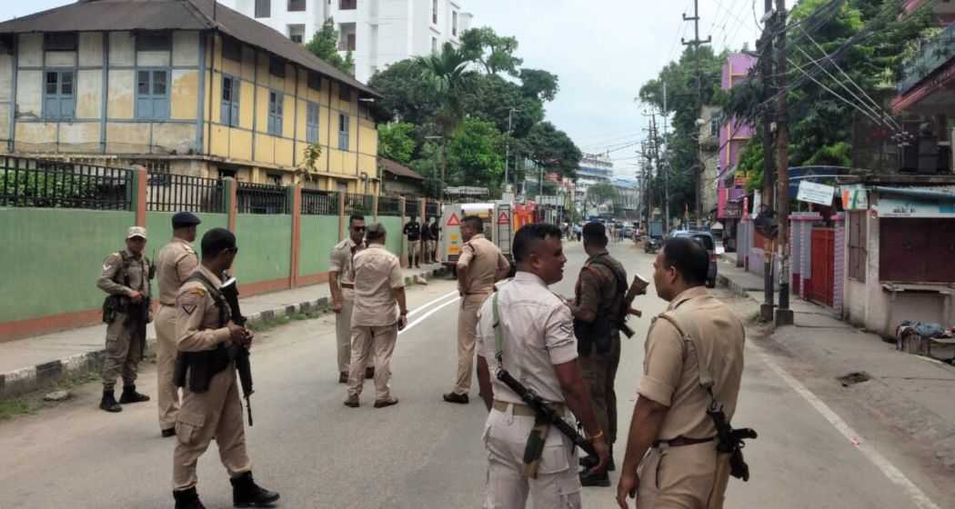 Police officials during a search operation in Assam after the statement issued by ULFA-I.