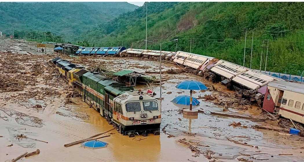 Hailakandi station submerged during floods in Assam's Dima Hasao district in 2022.