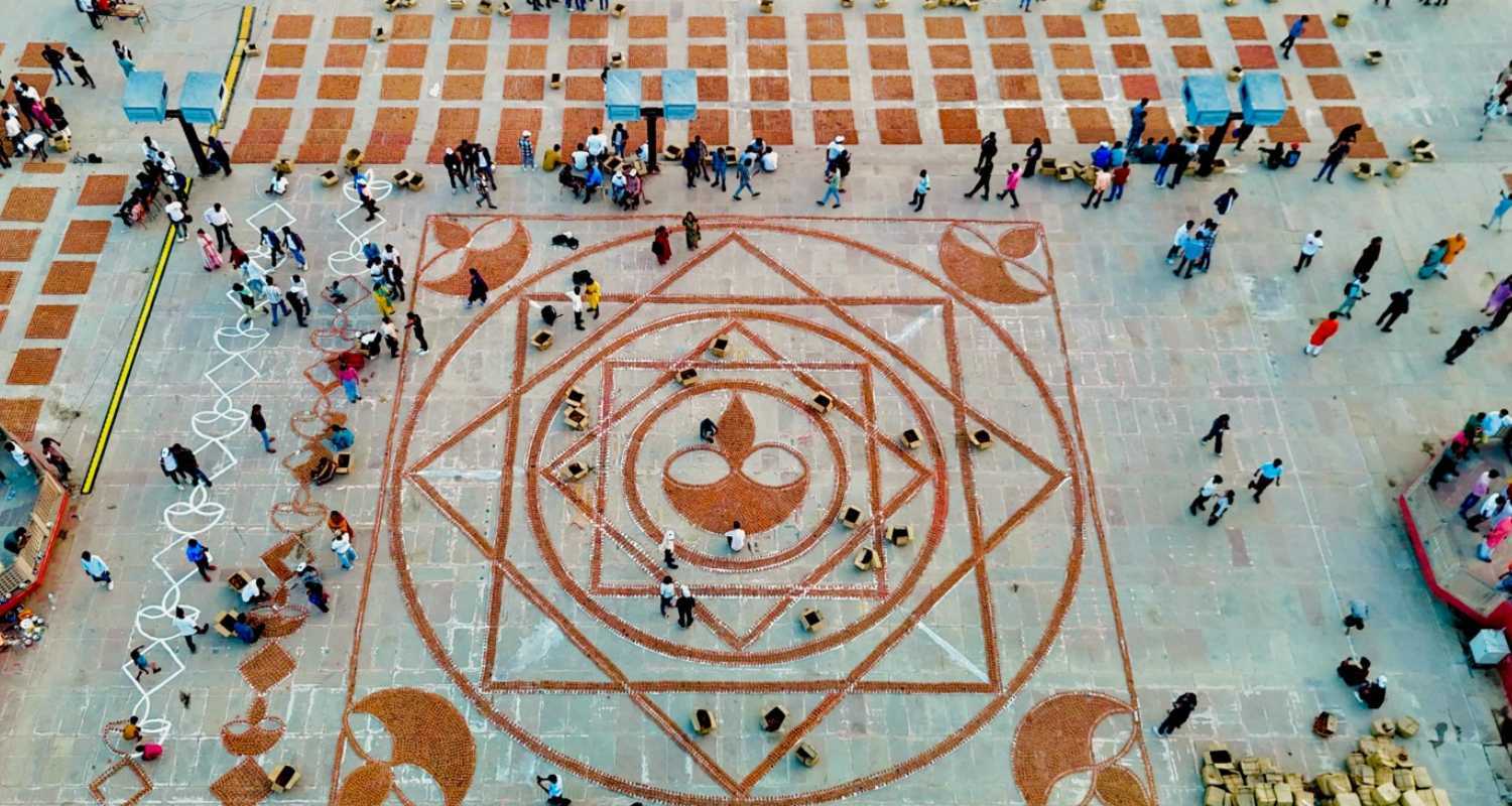 Preparations underway for Diwali celebrations, at Ram Ki Paidi in Ayodhya, Monday. 