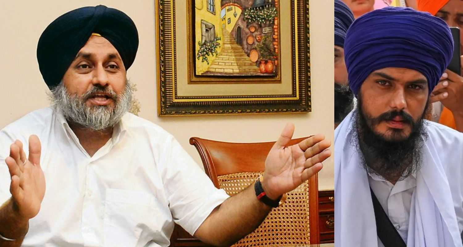 SAD chief Sukhbir Singh Badal (left), Amritpal (right). 