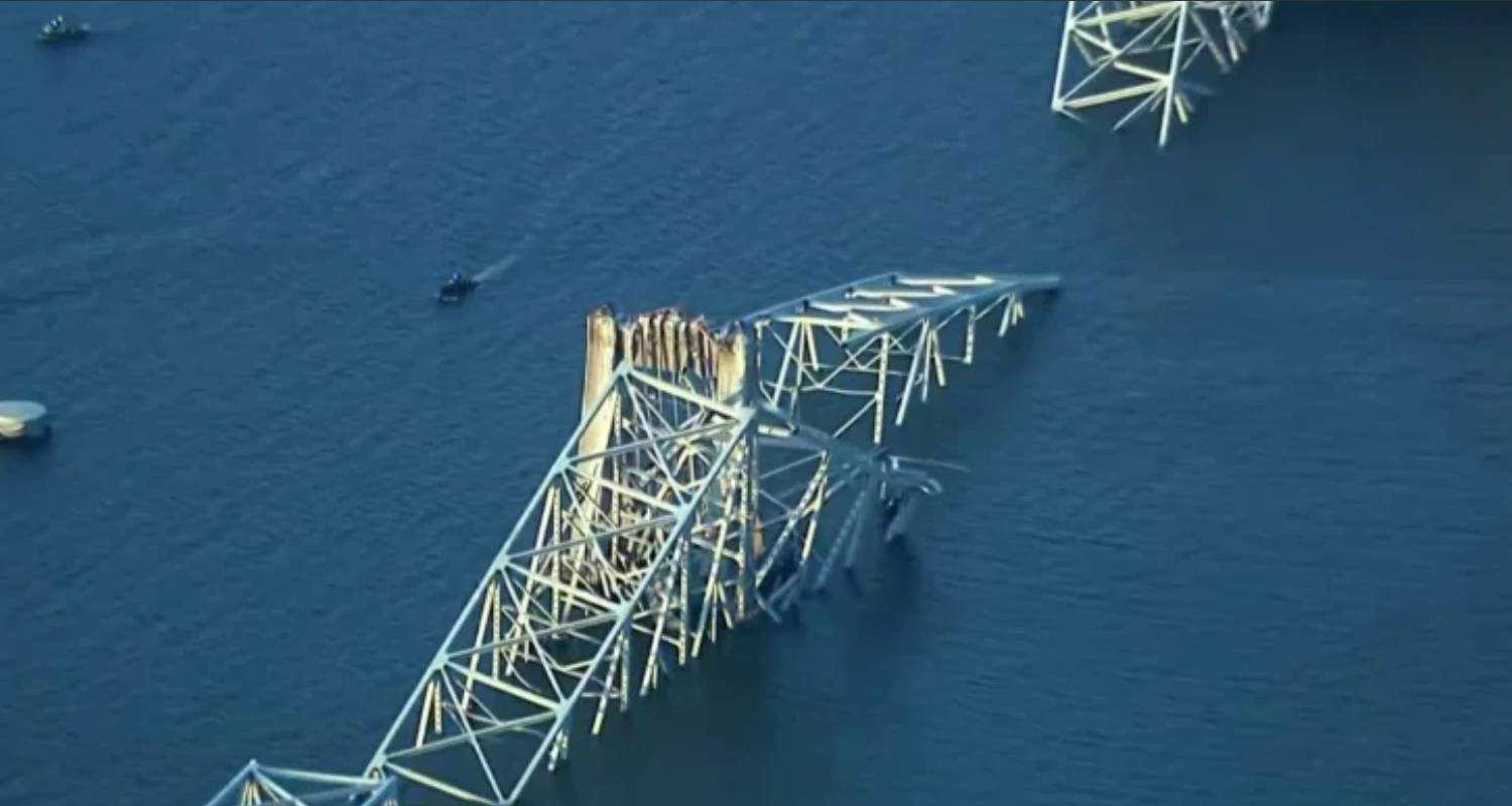 The collapsed Baltimore bridge. Image via X.