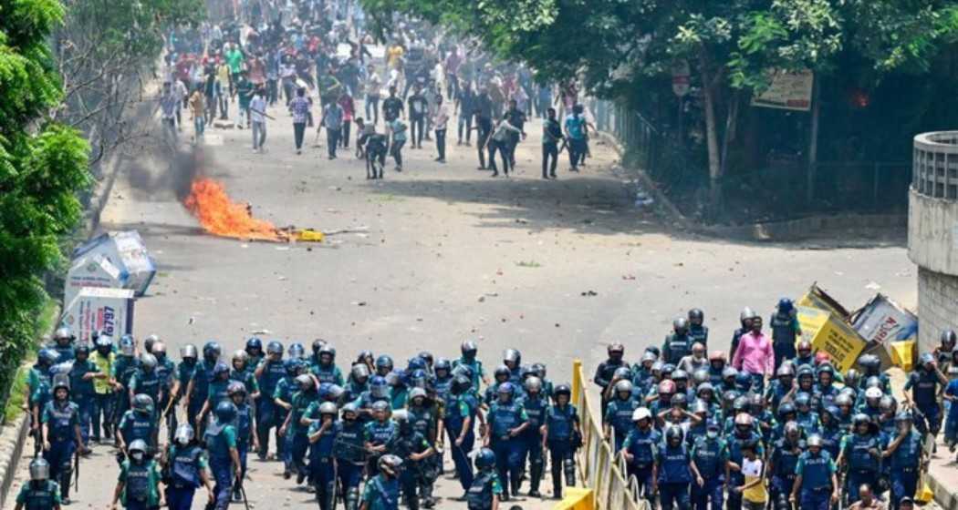 Protesters clash with police in Dhaka during violent demonstrations demanding Prime Minister Sheikh Hasina's resignation.