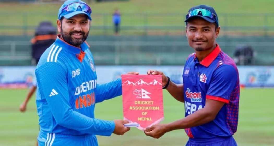 Indian captain Rohit Sharma and Nepal's captain Rohit Kumar Paudel