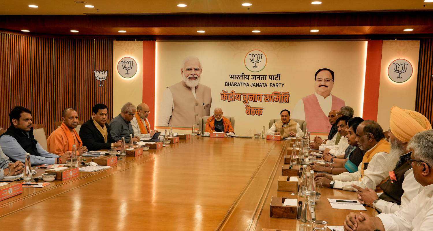 Image of the BJP's Central election committee in New Delhi