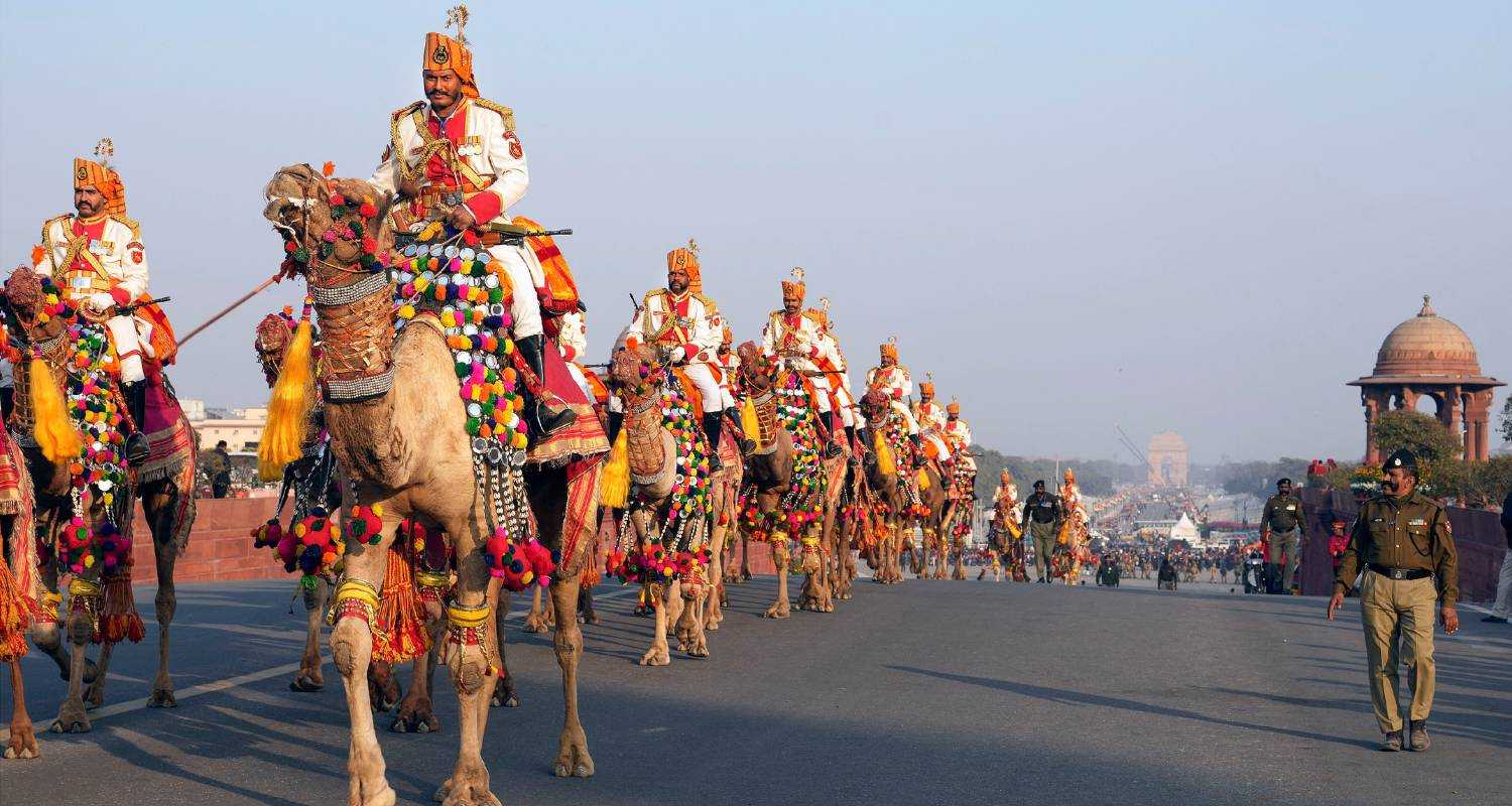 Camel mounted regiment, BSF, India, Beating retreat, Republic Day, Indian army