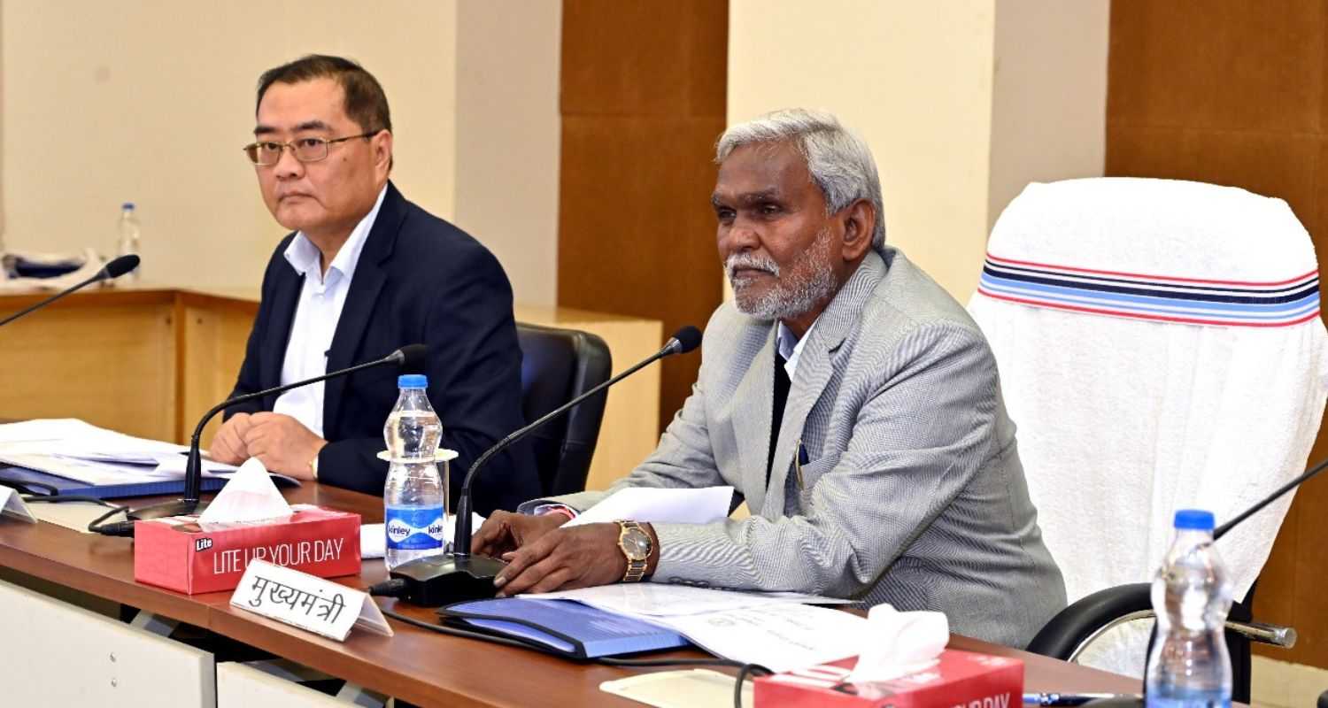 Jharkhand Chief Minister Champai Soren heading a cabinet meeting.