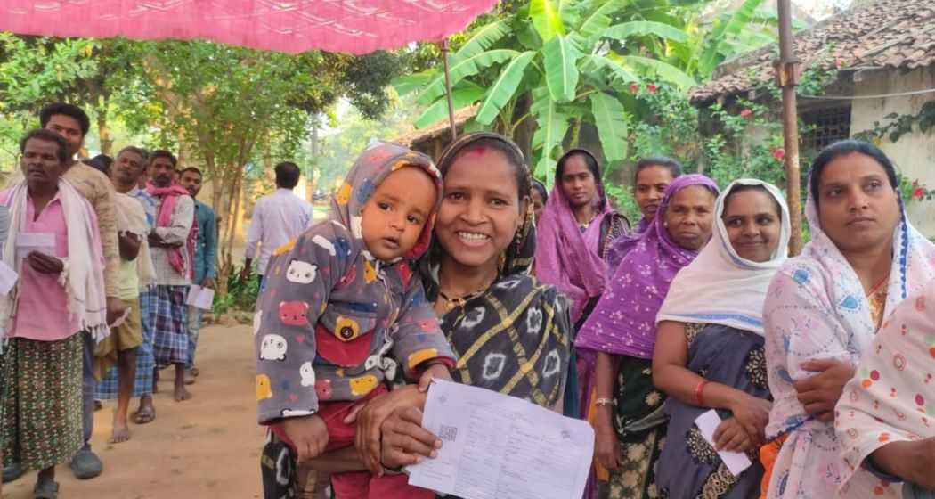 Glimpses of voters at polling stations in Chhattisgarh.