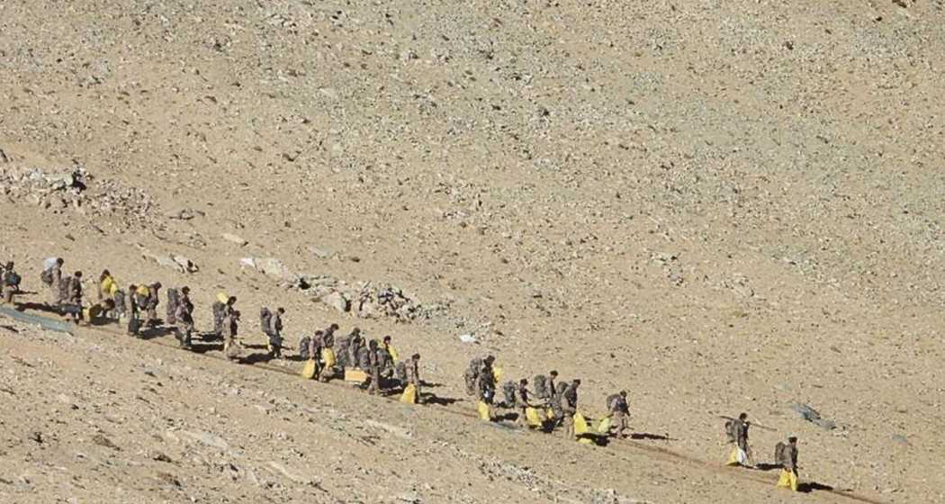 Indian and Chinese troops and tanks disengage from the banks of Pangong lake area in Eastern Ladakh where they had been deployed opposite each other for almost ten months in the year 2021.