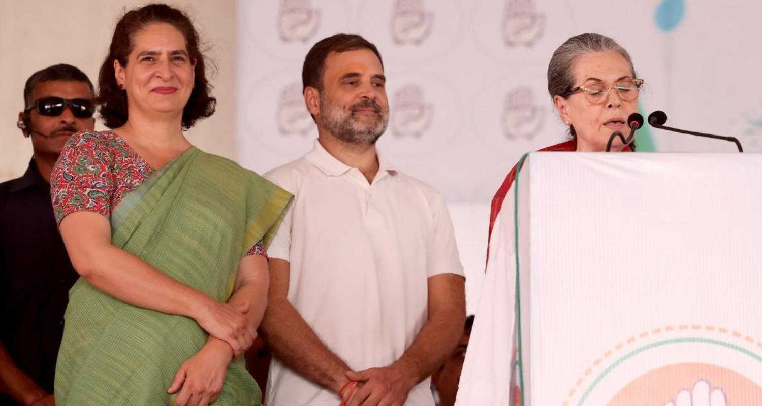 Congress leaders(Left to Right): Priyanka Gandhi Vadra, Rahul Gandhi and Sonia Gandhi.