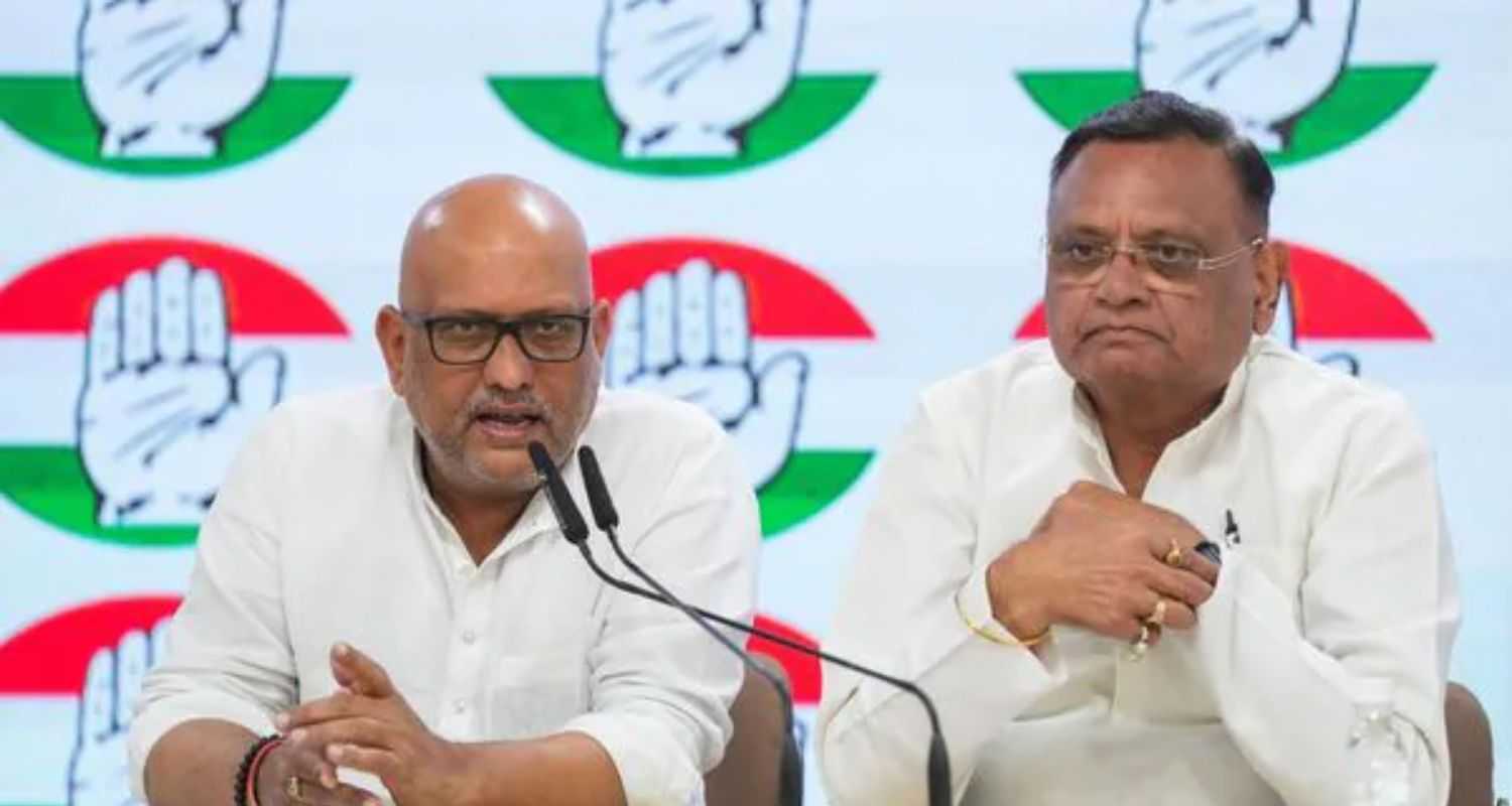 UP Congress president Ajay Rai and in-charge Avinash Pande address a press conference at party headquarters in New Delhi on Thursday.