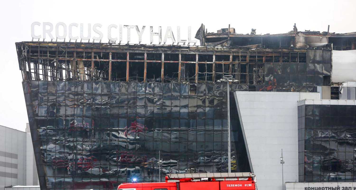 The Crocus city hall, left damaged after the blasts carried out by ISIS operatives.