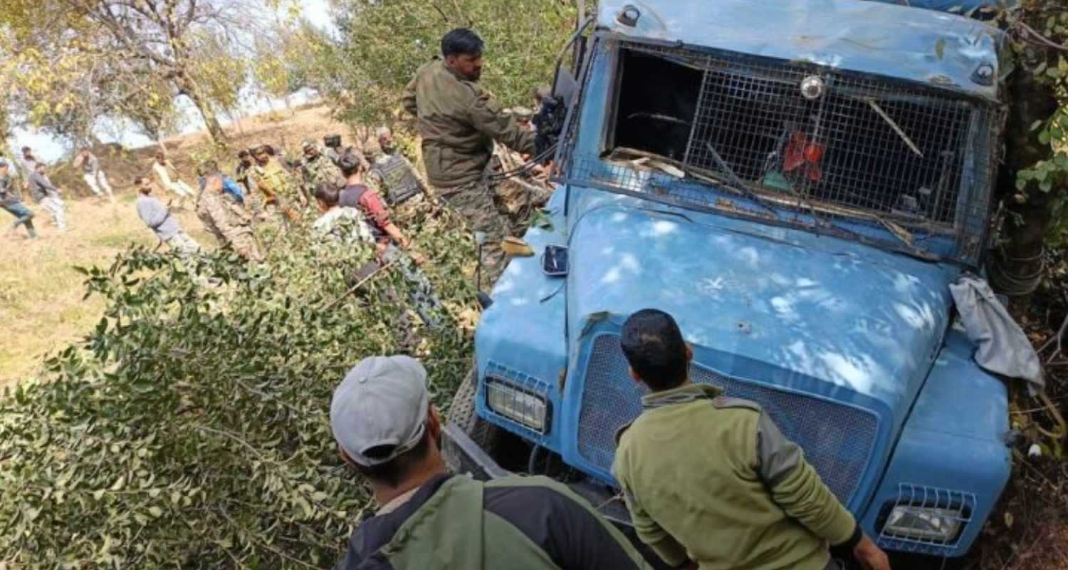 CRPF vehicle skidded off the road and fell into a gorge in Budgam. 