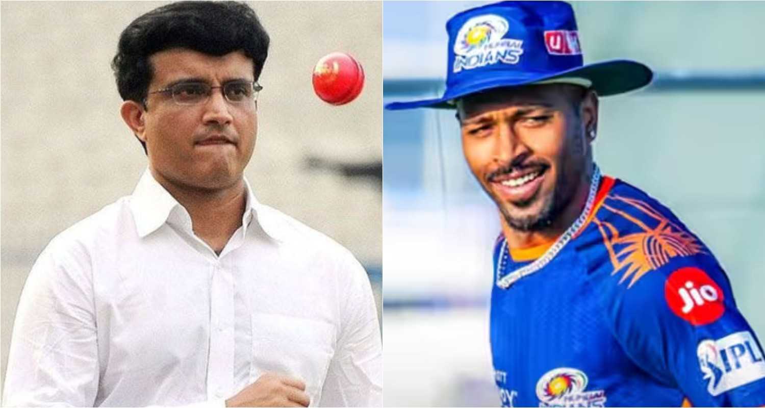 Former India captain Sourav Ganguly (left), Mumbai Indians skipper Hardik Pandya (right)