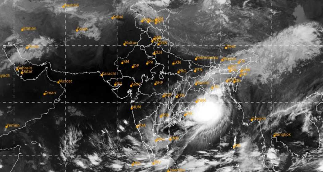 Current satellite imagery, released by the IMD, shows the cyclonic formation of severe storm 'Dana' over the Bay of Bengal, gradually approaching the coasts of West Bengal and Odisha, bringing heavy rainfall and strong winds as it nears landfall.