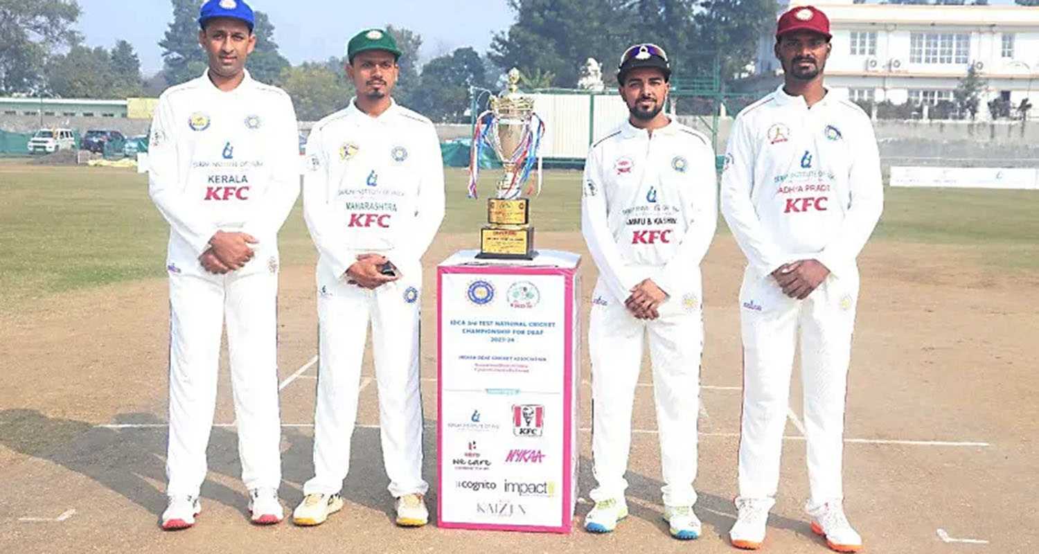 Captains of the four teams who are participating in the third Test National Cricket Championship for Deaf 2024