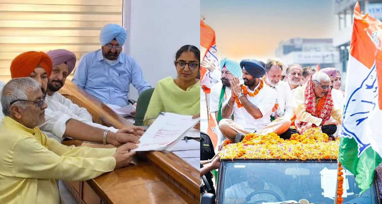 Dharamvira Gandhi filed nomination (left) and during the roadshow (right). 