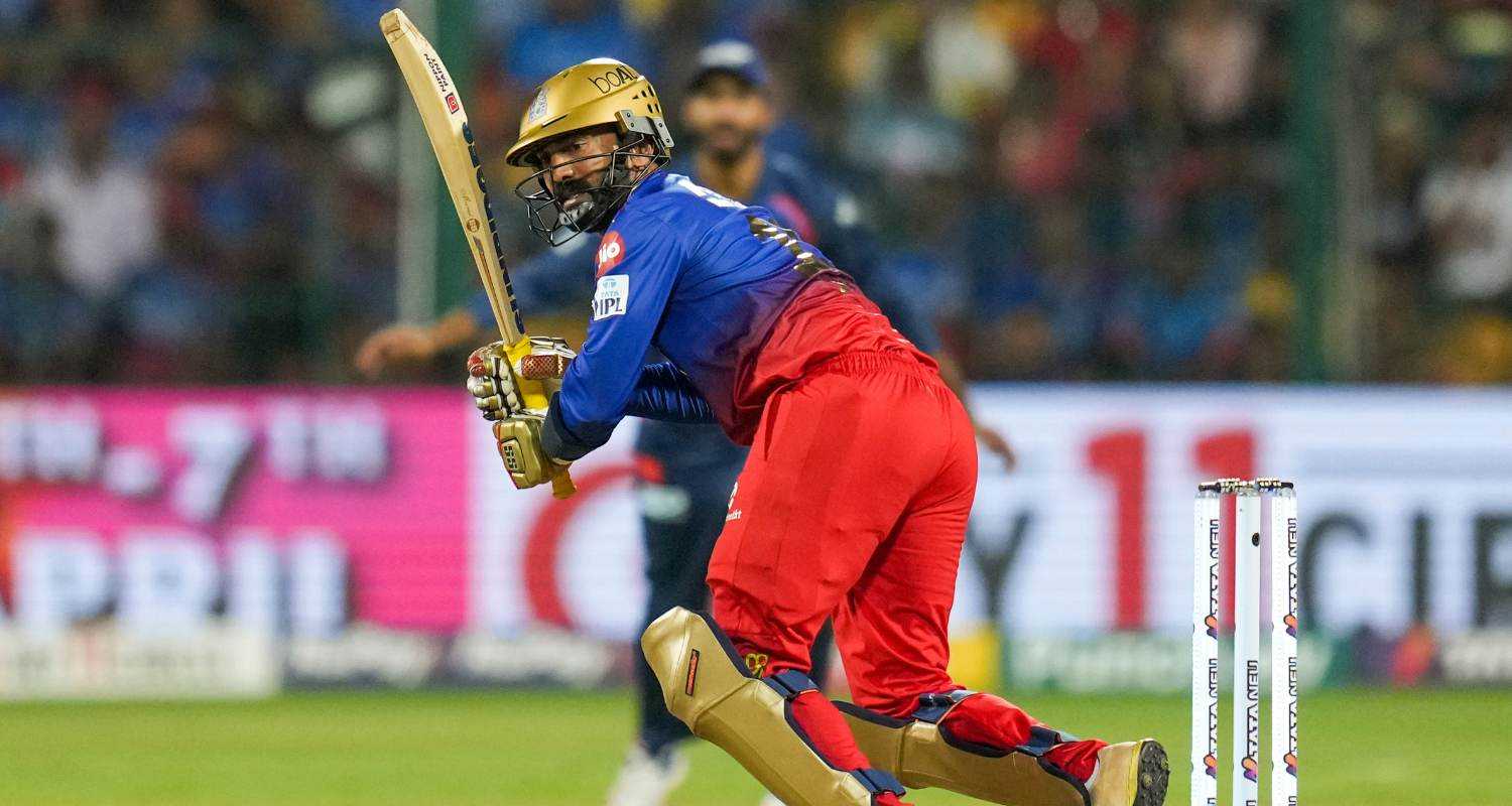 RCB batsman Dinesh Karthik at the M Chinnaswamy stadium in Bengaluru.