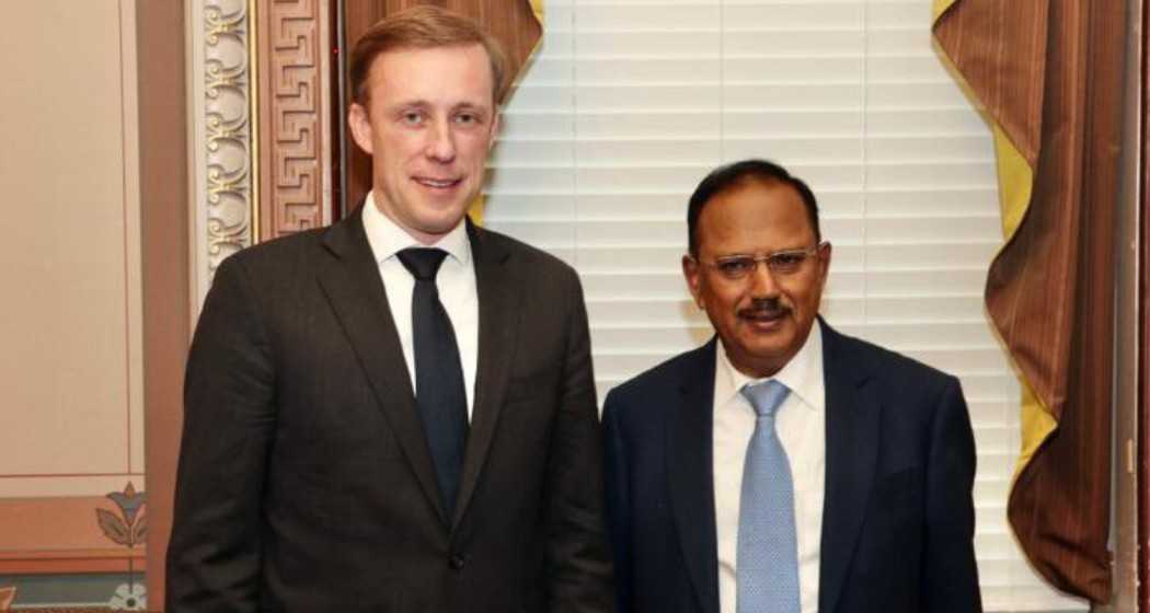 US National Security Adviser Jake Sullivan with Indian counterpart Ajit Doval at the White House last year.