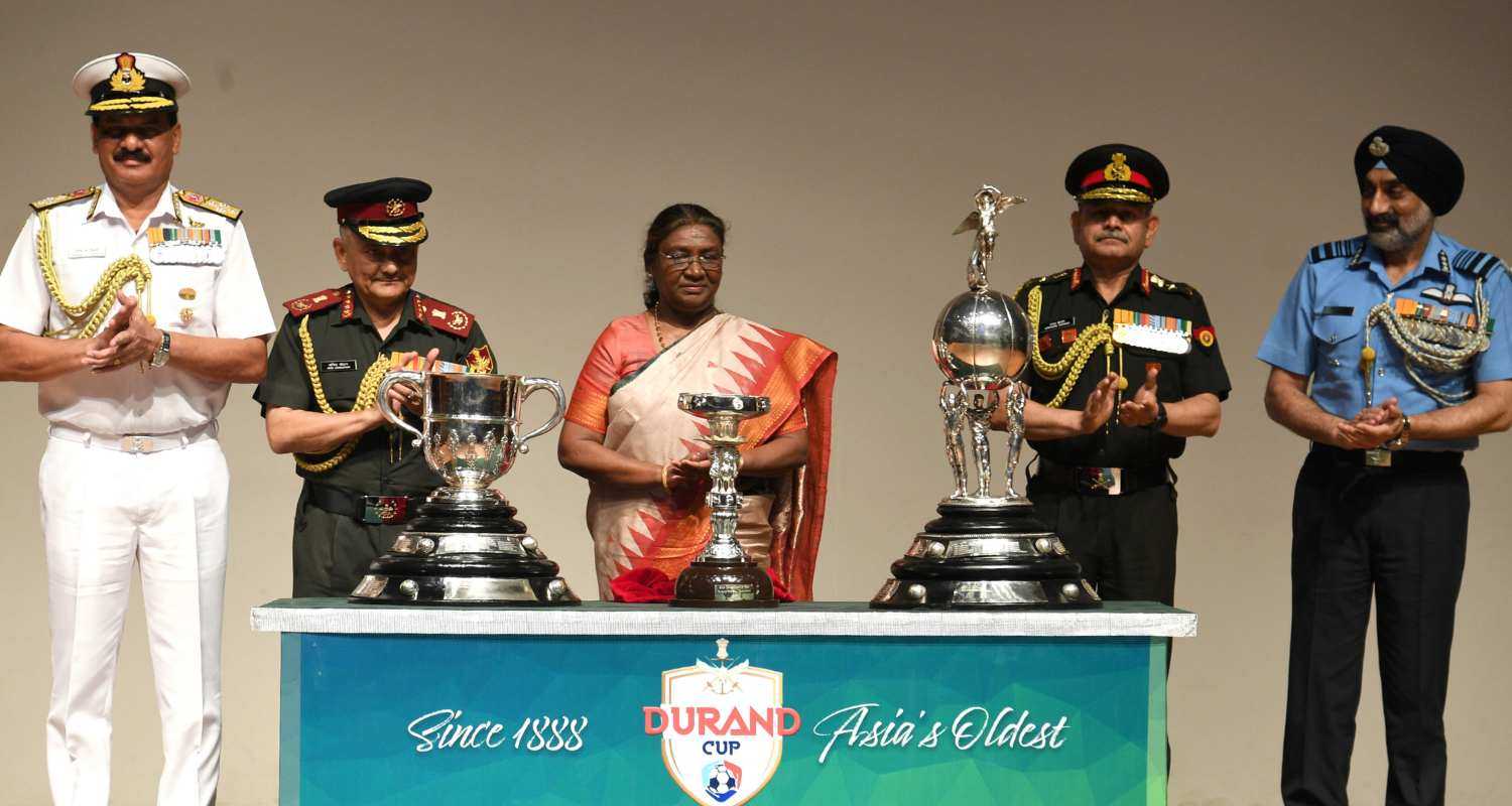 President Droupadi Murmu unveiled and flagged off the  Durand Cup, the President's Cup and Shimla Trophy at Rashtrapati Bhavan. 