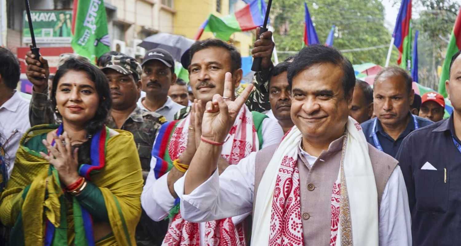 Assam CM Himanta Biswa Sarma participates in the nomination procession of the AJSU leader Sudesh Mahto ahead of Assembly polls, in Ranchi, on October 25, 2024. 