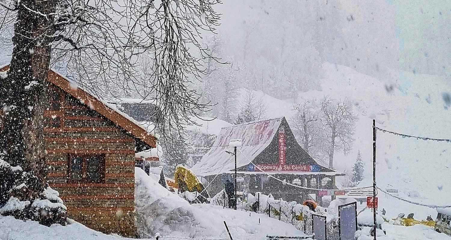 Part of Himachal Pradesh during snowfall. 