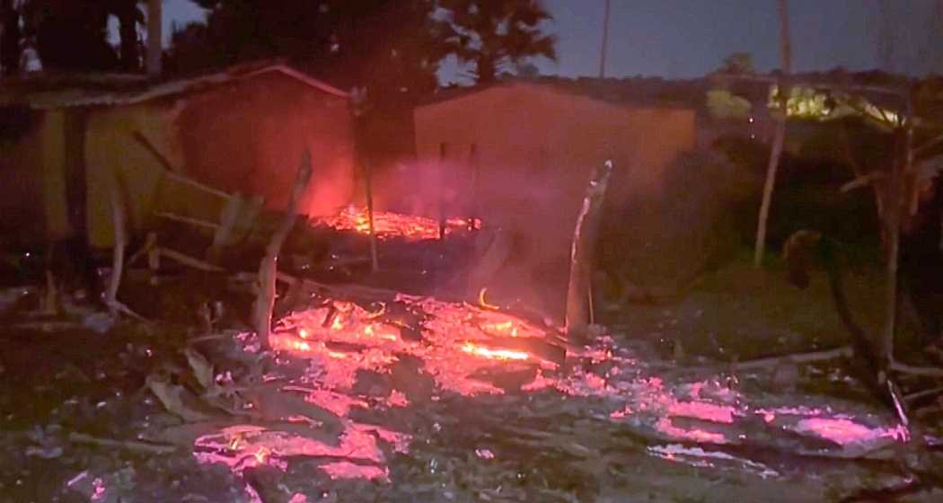 Charred remains are seen after multiple houses were allegedly set on fire, in Nawada district, Bihar, late Wednesday, Sept. 18, 2024. 