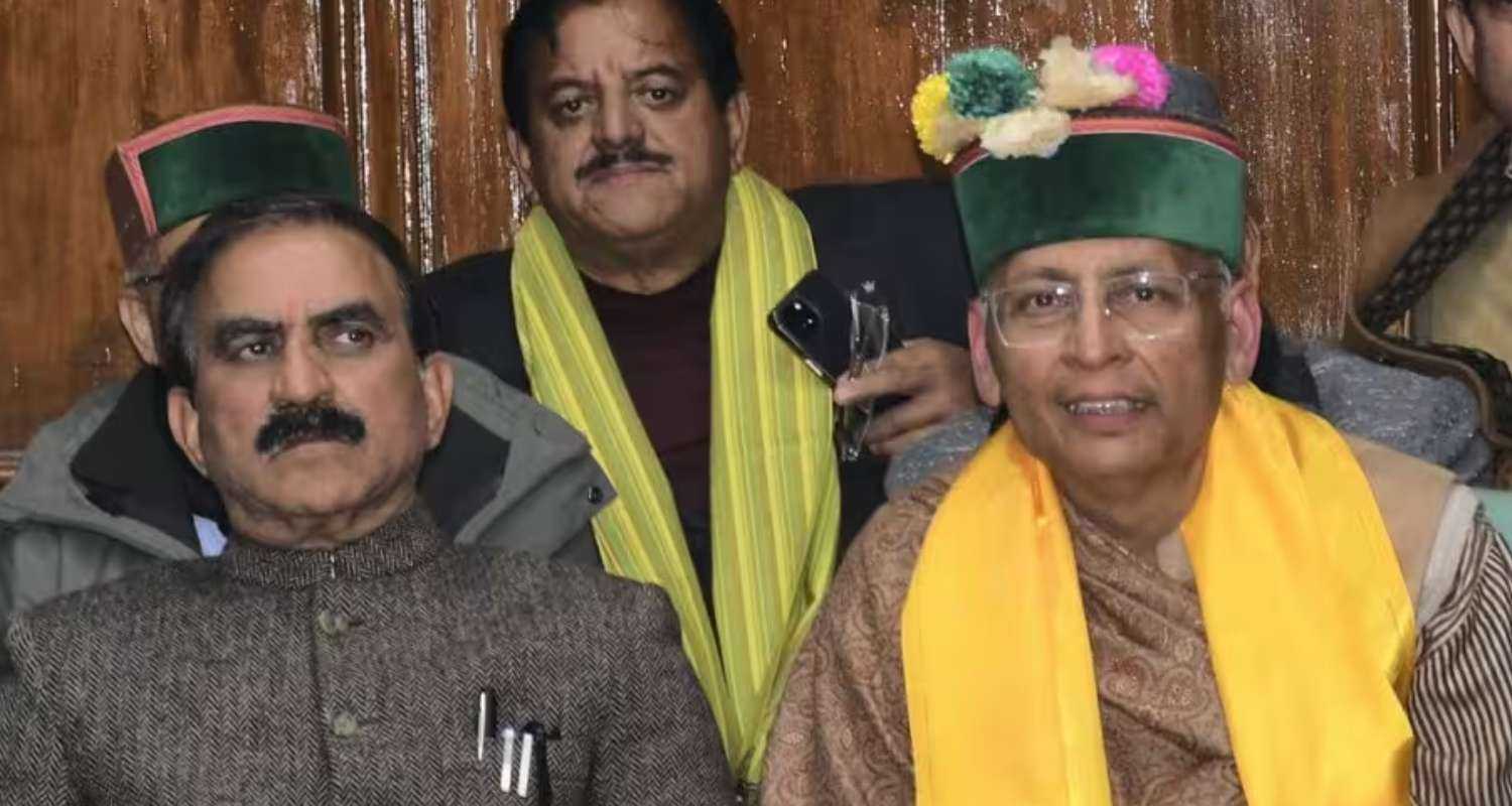 Himachal CM Sukhvinder SIngh Sukhu with the Congress party's Rajya Sabha candidate from the state, Abhishek Manu Singhvi.