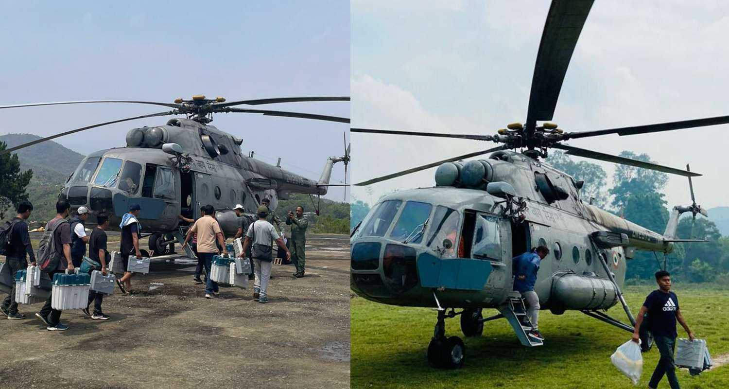 IAF helicopters transport polling parties during General Elections 2024.