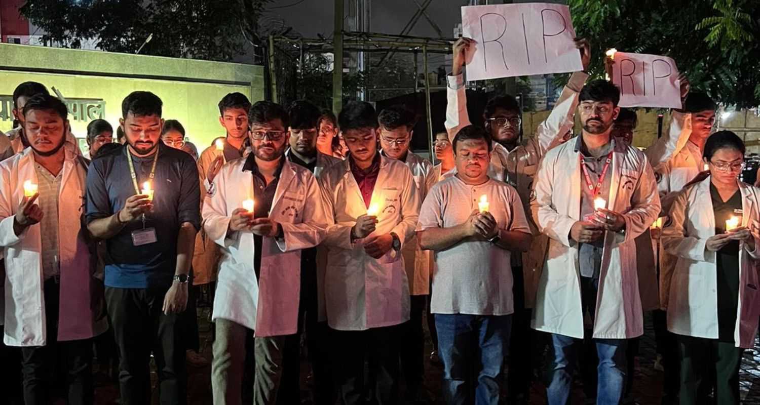 Delhi And Bhopal Doctors Demand Justice For Trainee Death At RG Kar Hospital Kolkata.