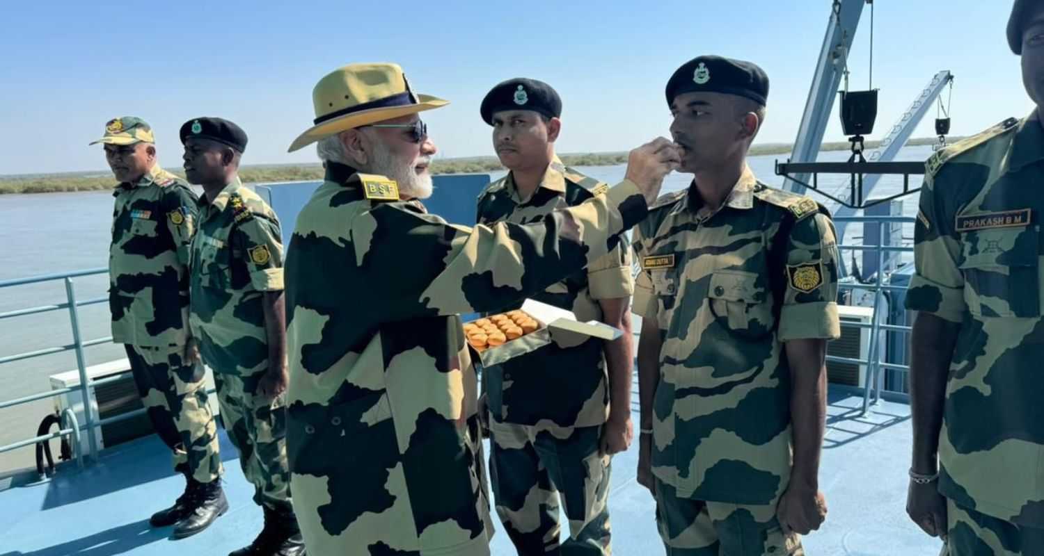 PM Modi Spends Diwali With BSF, Army, Navy At Gujarat Border.