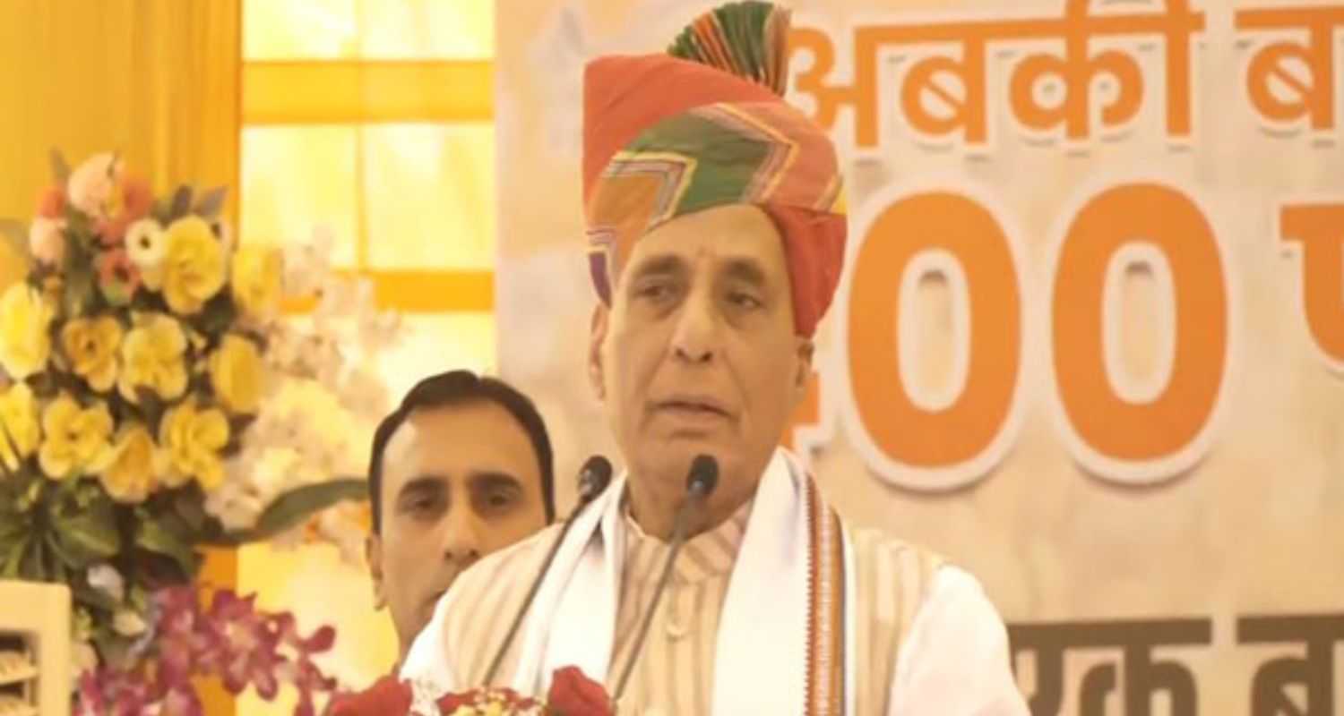 Rajnath Singh Addresses a Rally in Rajasthan and Roars 'Ab ki Baar 400 Paar'. Image X.