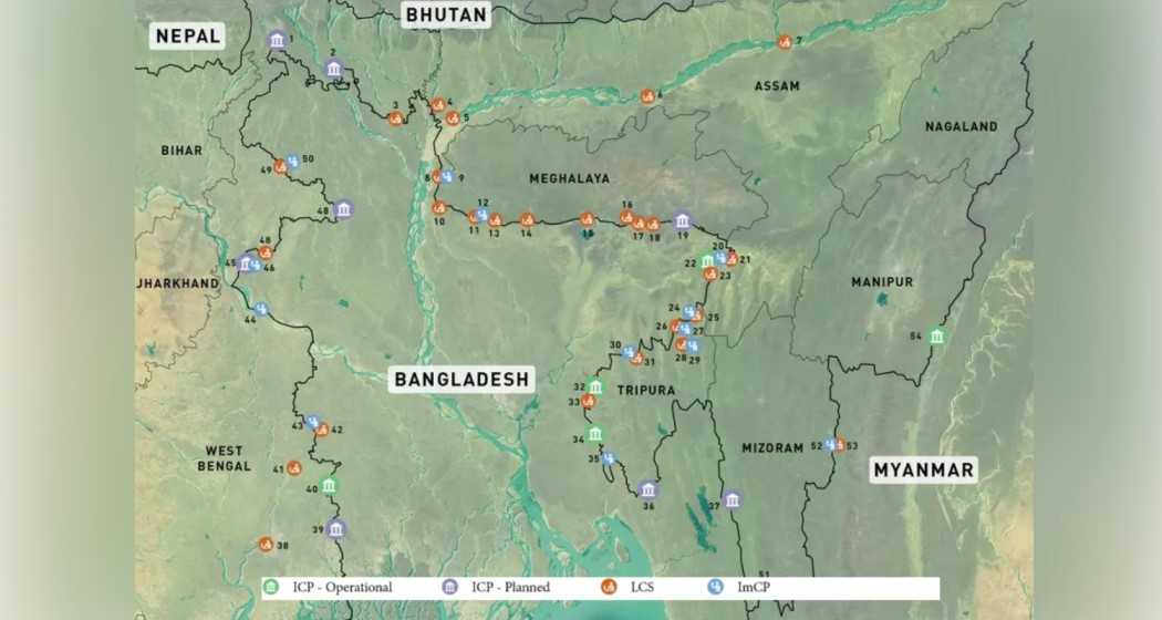 India's land border checkpoints with Bangladesh and Myanmar.