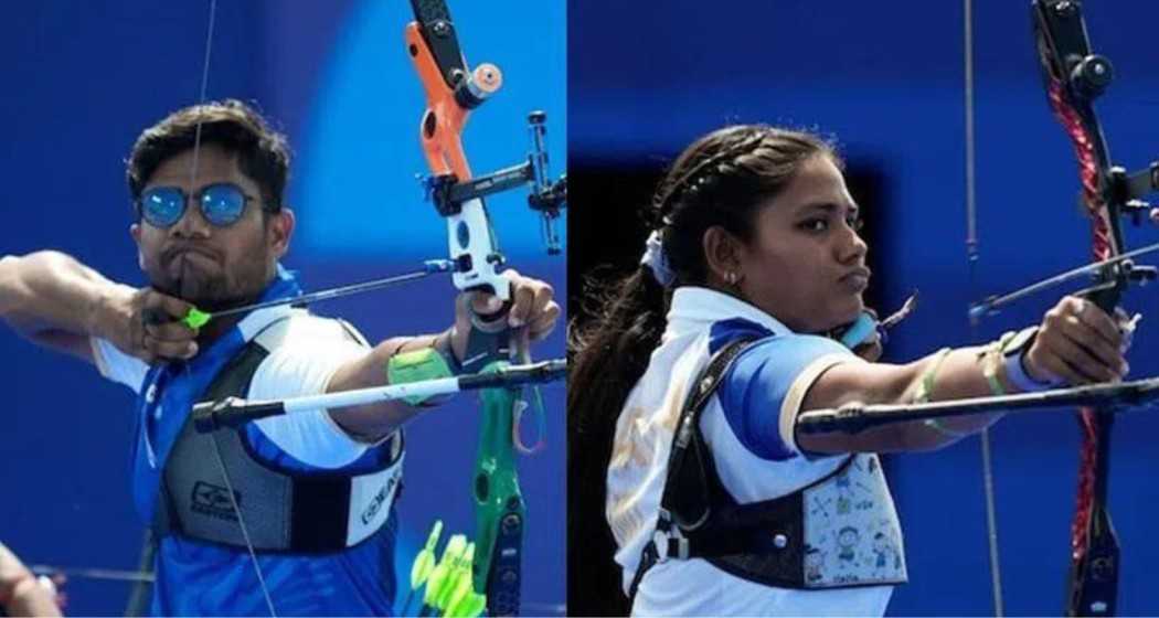 Indian archers Ankita Bhakat (L), Dhiraj Bommadevara (R).