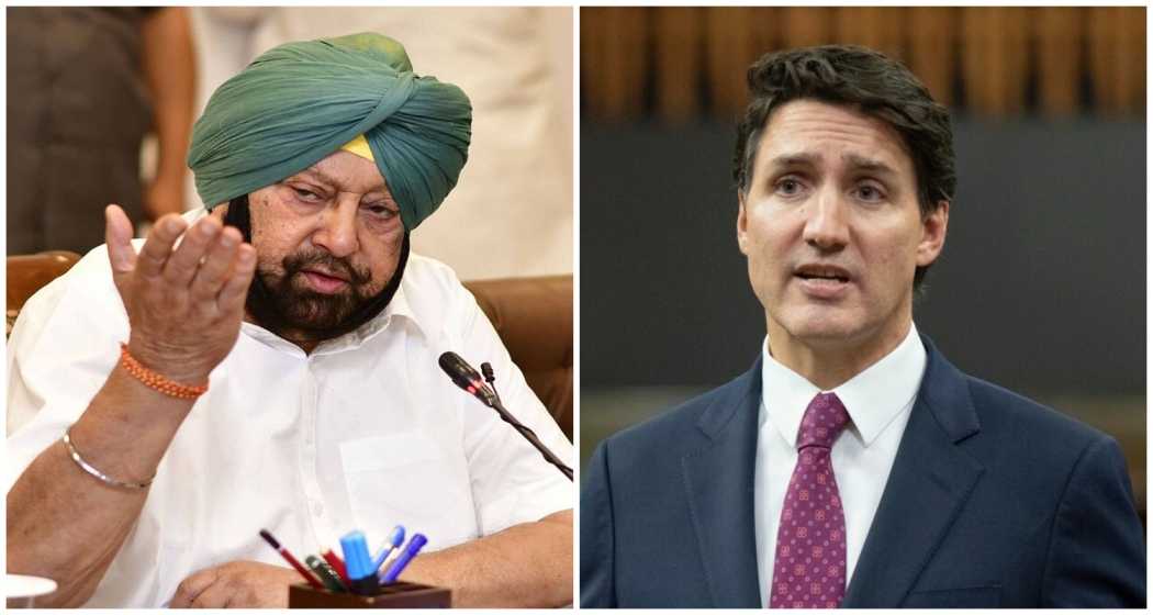 Former Punjab chief minister and prominent BJP leader Amarinder Singh (L), Canadian Prime Minister Justin Trudeau (R).