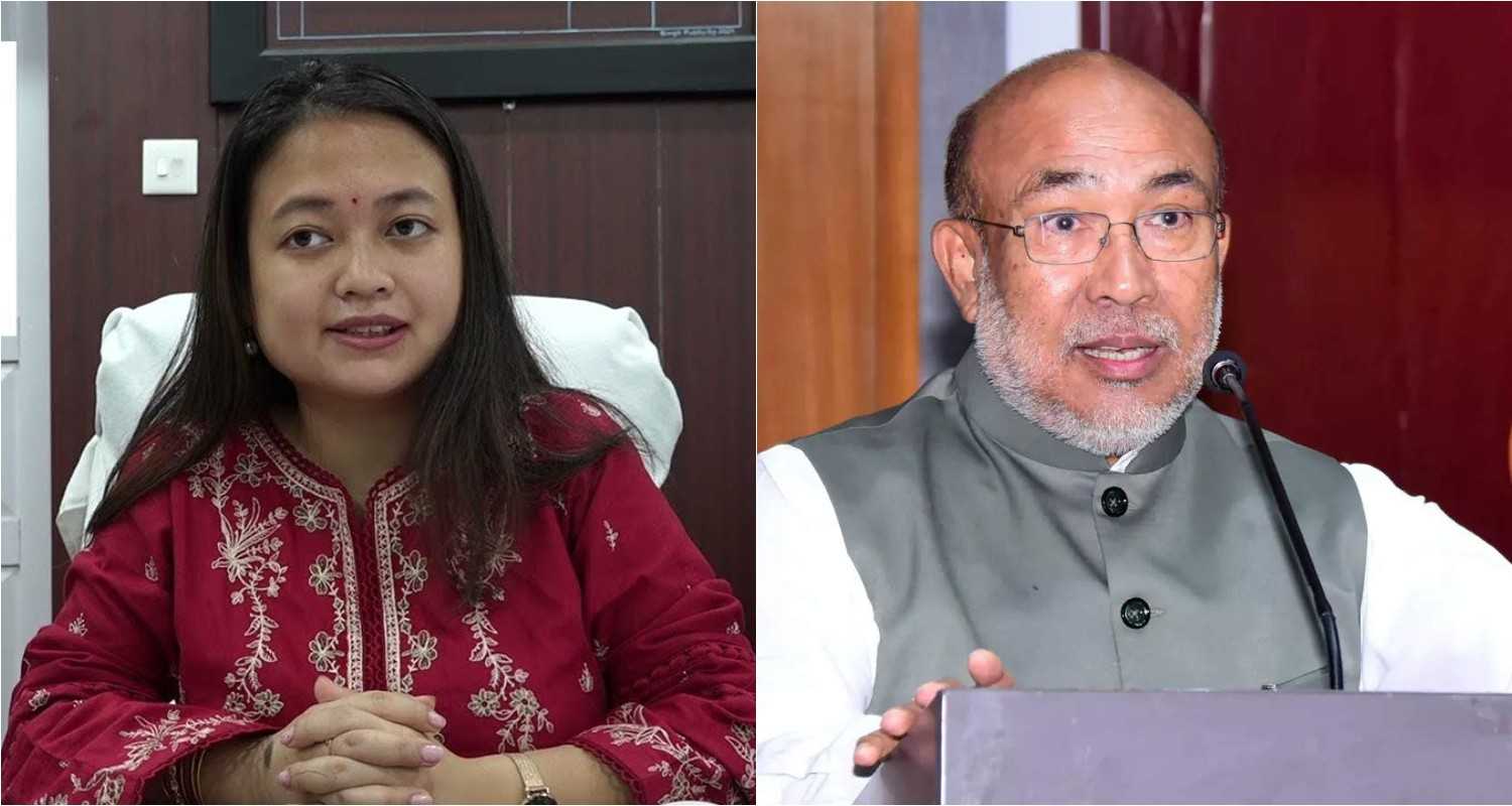 Imphal East Deputy Commissioner Khumanthem Diana (left), Manipur Chief Minister N Biren Singh (right).