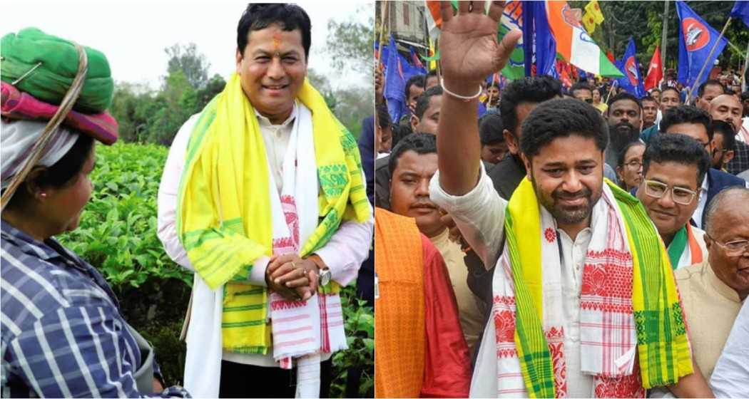 Bharatiya Janata Party's Union Minister Sarbananda Sonowal (left), Assam Jatiya Parishad's Lurinjyoti Gogoi (right).