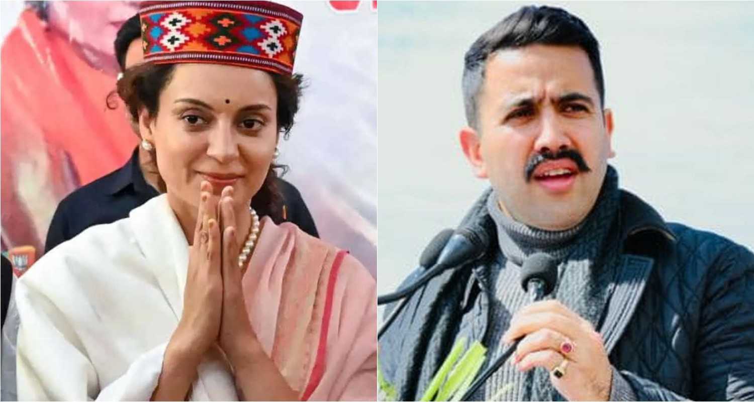 BJP nominee for Mandi Parliamentary seat Kangana Ranaut (left), PWD, Youth Services & Sports, Urban Development Minister of Himachal Pradesh, Vikramaditya Singh (right).