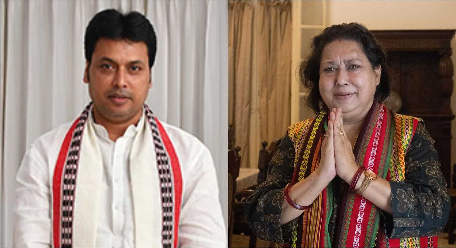 BJP candidates Biplab Kumar Deb and Kriti Devi Debbarman.