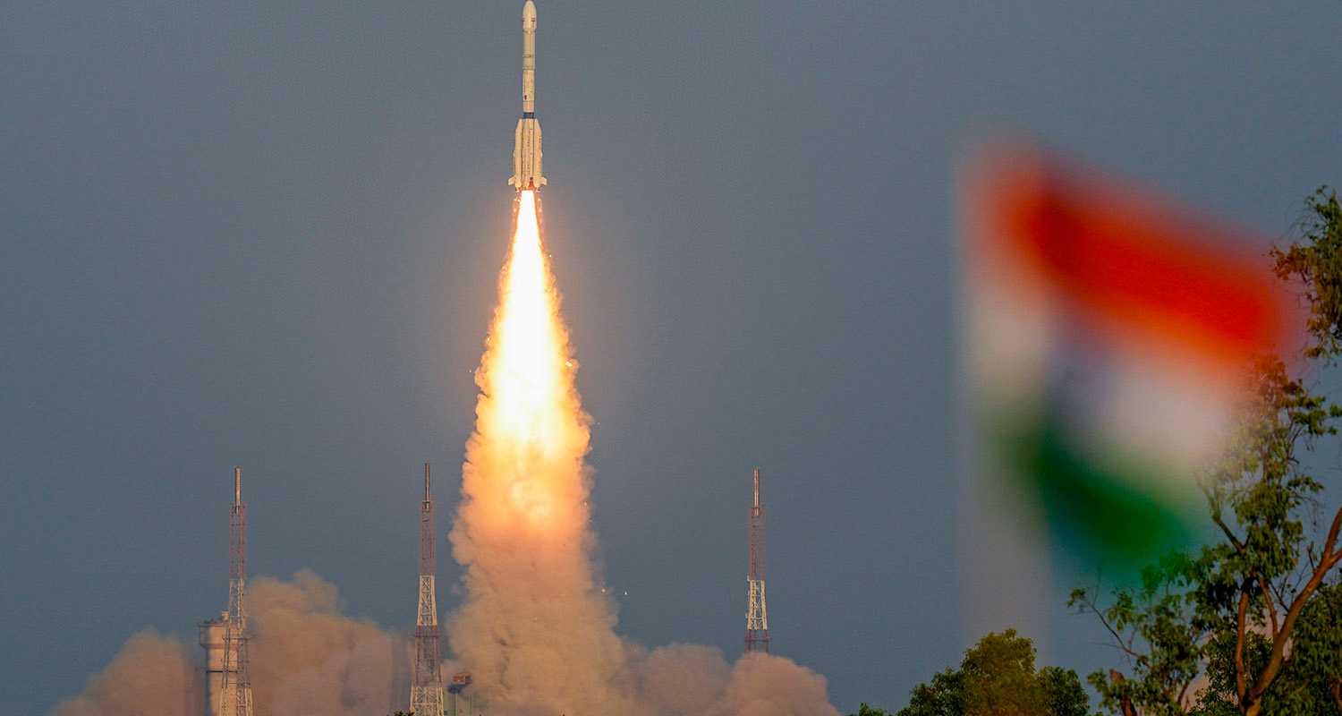 A Geosynchronous Launch Vehicle, GSLV-F14, carrying INSAT-3DS satellite lifts off from the Satish Dhawan Space Centre (SDSC-SHAR), in Sriharikota