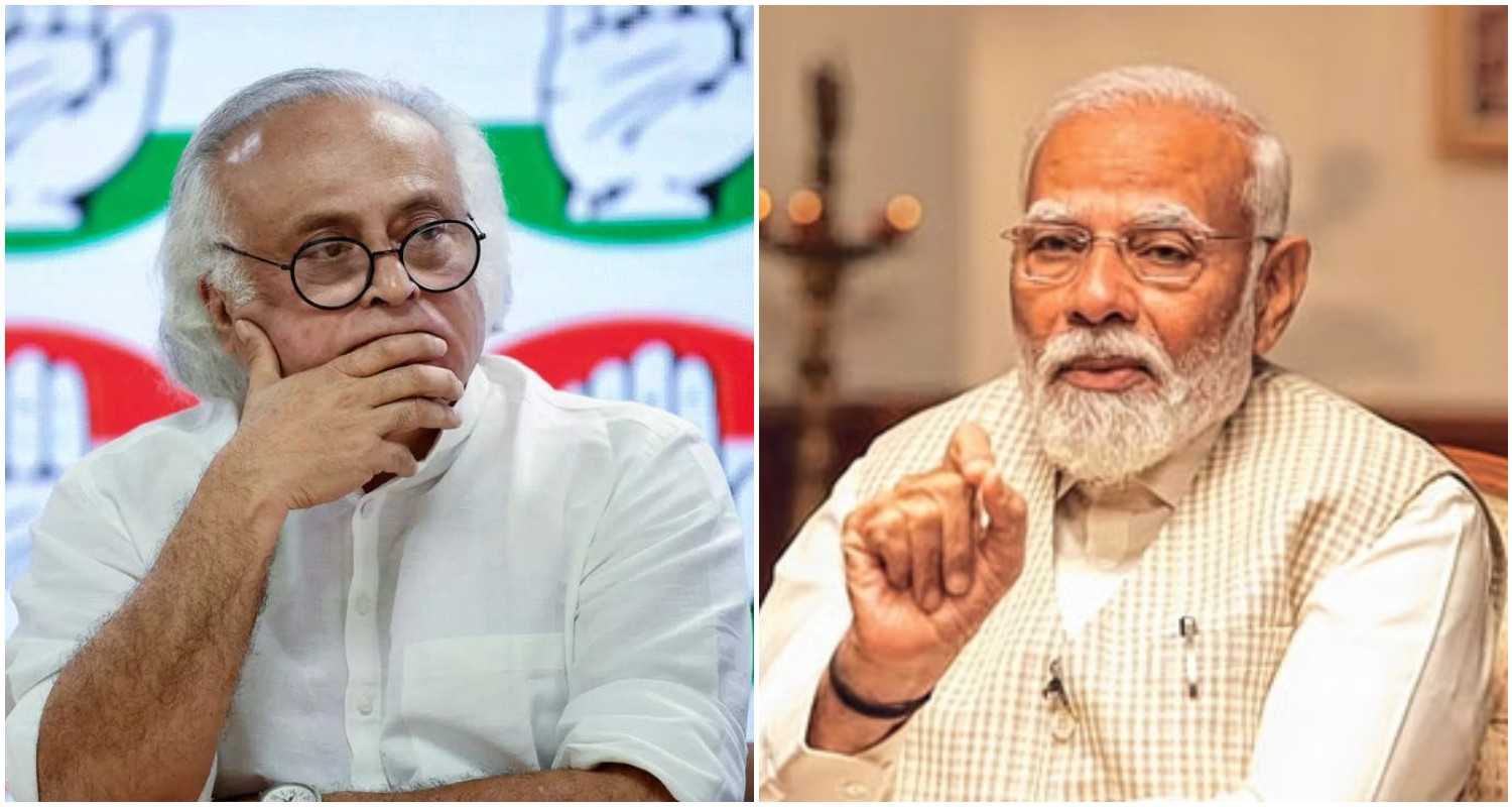 Congress General Secretary Jairam Ramesh (L), Prime Minister Narendra Modi (R). File photos.