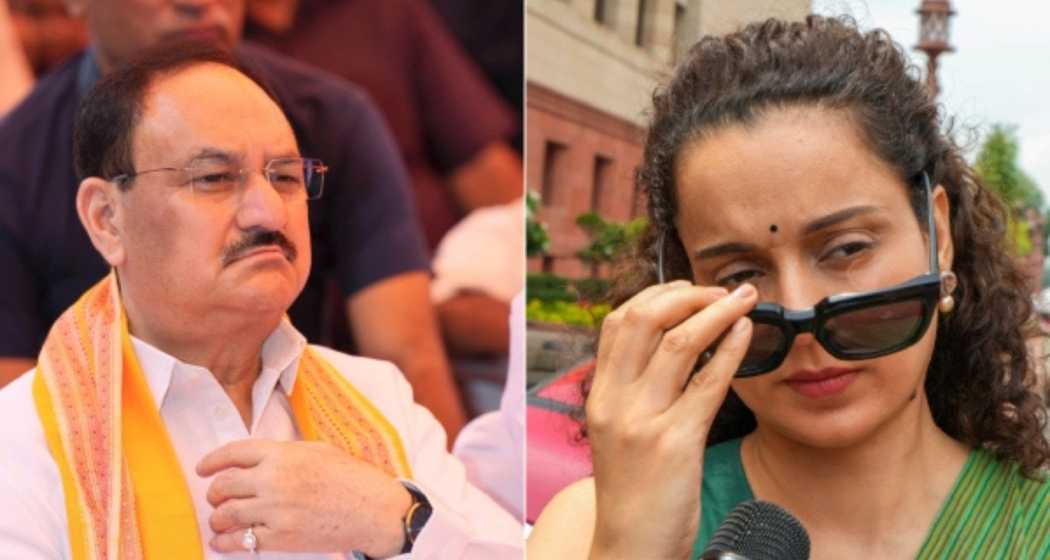 BJP President JP Nadda (L), BJP MP Kangana Ranaut (R).