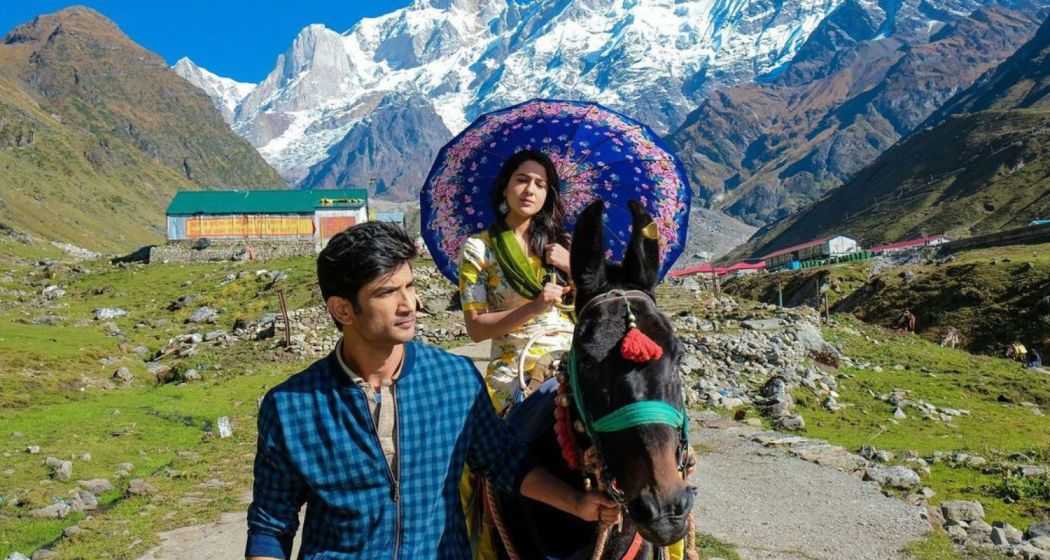 A scene from the movie Kedarnath featuring late actor Sushant Singh Rajput (L), and Sara Ali Khan (R).