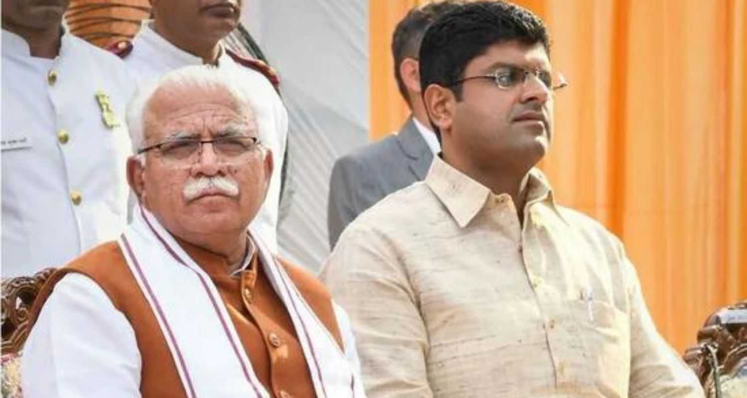 Haryana Chief Minister Manohar Lal Khattar (left) and his deputy Dushyant Chautala.