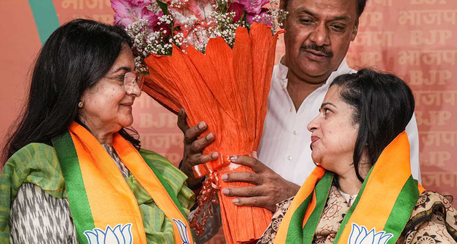 Newly joined BJP leaders Kiran Choudhry and her daughter Shruti Choudhry during a press conference, in New Delhi, Wednesday, June 19, 2024.